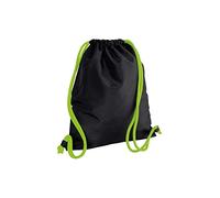 Bagbase Icon Drawstring Bag/Gymsac (One Size, Black/Lime Green)