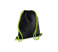 (One Size, Black/Lime Green) Bagbase Icon Drawstring Bag/Gymsac (Pack of 2)
