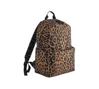 BagBase Leopard Print Backpack - Eco-Friendly Leopard Rucksack with 100% GRS Recycled Polyester, Laptop Slip, Zippered Front Pocket, Side Pockets, Padded Straps & Back Panel, Made for Personalisation