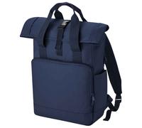 Bagbase Men's Roll Top Twin Handle Laptop Backpack in Mid Navy Bagbase Mid Navy