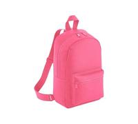 BagBase Mini Essential Fashion Backpack - Candy Pink, Durable 600D Polyester Small Backpack with Zippered Front Pocket, Padded Back Panel, Adjustable Straps & Grab Handle, Made for Personalisation