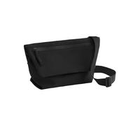 BagBase Minimal Lifestyle Mini Messenger - Black, Recycled Crinkled Nylon Crossbody Bag with Zippered Compartments, Magnetic Closure & Adjustable Strap, Made for Personalisation