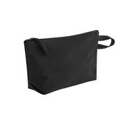 Bagbase Minimal Lifestyle Pouch - Black, Crinkled Nylon Fabric, Zippered Main Compartment, Grab Loop & Cord Pullers, Hidden Zip for Decoration, Multi-Purpose Use, Made for Personalisation