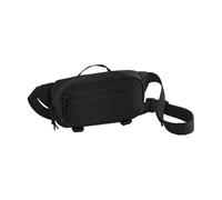 BagBase Ramble Belt Bag - Black, Recycled Polyester Travel Belt Bag with Zippered Main & Front Pockets, Internal Key Hook, Compression Straps & Adjustable Webbing Belt Strap, Made for Personalisation