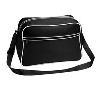 (One Size, Black/White) Bagbase Retro Adjustable Shoulder Bag (18 Litres)