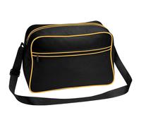 (One Size, Black/Gold) Bagbase Retro Adjustable Shoulder Bag (18 Litres) (Pack of 2)