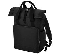 (One Size, Black) Bagbase Roll Top Recycled Twin Handle Laptop Backpack