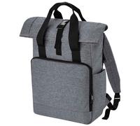 (One Size, Grey Marl) Bagbase Roll Top Recycled Twin Handle Laptop Backpack