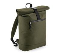 (One Size, Military Green) Bagbase Rolled Top Recycled Backpack
