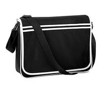 BagBase Unisex Bg071bkwh Retro Messenger, Black/White, M UK