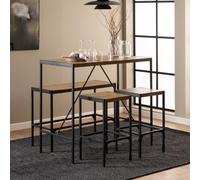 bagdad wooden bar table with 1 bench 2 stools in rustic oak