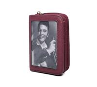 BagDesign Womens Elvis 3D Effect Design Small Bifold Purse Bag Wallet Card Holder -Burgundy
