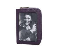 BagDesign Womens Elvis 3D Effect Design Small Bifold Purse Bag Wallet Card Holder -Purple