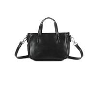 BagDesign Womens Real Leather Top Handle Handbag StylishSmall Shoulder Bag with Long Strap -BLACK