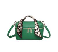BagDesign Women's Stylish Chic Mini Handbag Top Handled Leopard-Print Scarf with Long Strap -EMERALD