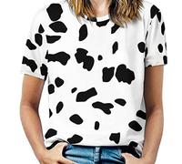 Bagea-Ka Dalmatian Dog Print Womens Graphic Printed T-Shirt Short Sleeve Casual Tees Tops, Style, 6XL