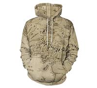 Bagea-Ka Middle Earth Map Gray Pattern Unisex Hoodie Sweatshirt Pullover with Pockets 3D Print for Men Women, Style, S