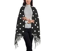 Bagea-Ka Polka Dot Black and White Simple Pattern Scarf Long Shawl Wraps Pashmina for Women Girls with Tassels Soft Warm Cozy