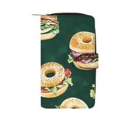Bagel Sandwiches Long Purses for Women Leather Card Holder Mens Wallet Coin Purse