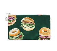 Bagel Sandwiches Portable Canvas Coin Purse Fashion Pencil Case Travel Makeup Bag