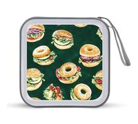 Bagel Sandwiches Portable CD Case Holder 48 Capacity Travel DVD Storage Boxs Wallet Bag