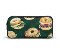 Bagel Sandwiches Simple Pencil Case Big Capacity Pouch Box Travel Makeup Bag