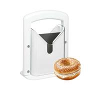 Bagel Slicer,Bagel Precision Slicer,Bagel Cutter,Bagel Cutter with Safety Shield and Safe Grip,Bagel Holder for Cutting Large and Small Bagels,Stainless Steel Blade,6.8" L x 3.7" W x 8.8" H,White