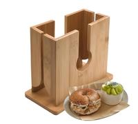 Bagel Slicer: Elegant Non-Slip Wood Slicer, Effortless Cutting, Bread Cutter Device, Natural Wood Divider | Compact and Stylish Apparatus Designed for Bakery,