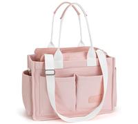 Bagelite Tote Bag for Women, Work Bags Crossbody Purses with Zipper, Waterproof Satchel Handbags for Book, Daily, Pink White
