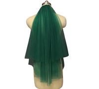 BAGELSEVEN Veils Bridal Green Tulle Short Wedding Veil Veil Simple 2 Layers Green Bridal Veil With Comb(Green)
