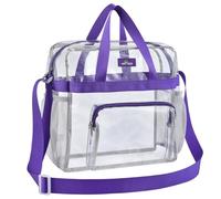 Bagenius Clear Tote Bag Stadium Approved, 12x6x12 Game Day Clear Satchel Bag with Shoulder Strap for Concert Work and Sports, Purple