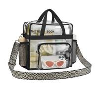 Bagenius Clear Tote Bag Stadium Approved, 12x6x12 Game Day Clear Satchel Bag with Shoulder Strap for Concert Work and Sports, Wave-Strap