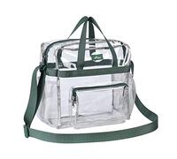Bagenius Clear Tote Bag Stadium Approved, 12x6x12 Game Day Clear Satchel Bag with Shoulder Strap for Concert Work and Sports, Green