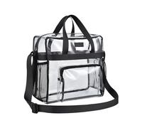 Bagenius Clear Tote Bag Stadium Approved, 12x6x12 Game Day Clear Satchel Bag with Shoulder Strap for Concert Work and Sports, Black, L