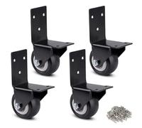 Bagentry 2 in 4 Pieces Side Mount Casters Heavy Duty, Rubber L Shape Plate Wheels for Furniture Set, Black Furniture Locking Casters for Table Cabinet Toolbox Loading Capacity