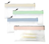 Bagentry 4 Pack Clear Pencil Pouch with Zipper, Transparent Zipper Pouch Bags, Multi-Purpose Zippered Pen Holder Pencil Case, Cosmetic Makeup Bag for Stationery Classroom Office Organizer (4 Colors)