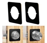 Bagentry 4 Pcs Square Door Knob Plate, Durable Door Knob Backing Plates, Door Handle Cover Filler Fixing Repair Backplate, Door Reinforcement Plate for Deadbolts Exterior Interior (Matte Black)