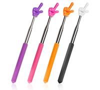 Bagentry 4 Pcs Teacher Pointer Stick for Classroom Extendable Pointer Finger Telescoping Hand Pointer Retractable Pointing Stick Reading Aid for Presentation Whiteboard (Black, Orange, Purple, Pink)