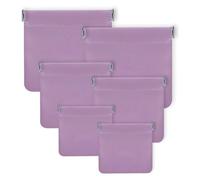 Bagentry 6 Pieces PU Leather Snap Closure Organizer Pouch, 3 Sizes Small Makeup Bag, No Zipper Self-Closing Portable Cosmetic Pouch for Women Coin Travel Storage Lipstick Jewelry, purple, 4.7" x 4.7",