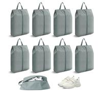 Bagentry 8 Pieces Waterproof Travel Shoe Bag, Portable Cleat Bag with Zipper & Handle, Extra Large Shoe Storage Cubes Pouch for Women Men Luggage Packing Gym Traveling Suitcase, Gray, 16.5" x 9.4",