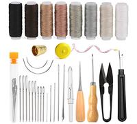 BAGERLA Heavy Duty Sewing Kit with Sewing Awl, Seam Ripper, Needles, Thread, Leather Craft Tool Kit for Shoes, Sofa, Tent, Carpet, Leather Craft DIY