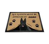 BAGEYOU All Guests Must be Approved Decor Indoor Outdoor Doormat with My Love Dog Black German Shepherd Welcome Floor Mat Custom Name 23.6" X 15.7"