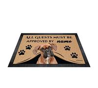 BAGEYOU All Guests Must be Approved Outdoor Doormat with My Love Dog Boxer Welcome Floor Mat Custom Name 23.6" X 15.7"