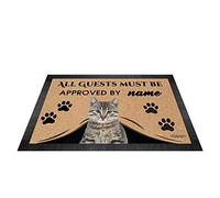 BAGEYOU All Guests Must be Approved Outdoor Doormat with My Love Dog Cat Welcome Floor Mat Custom Name 23.6" X 15.7"