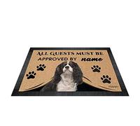 BAGEYOU All Guests Must be Approved Outdoor Doormat with My Love Dog Cavalier King Charles Spaniel Welcome Floor Mat Custom Name 23.6" X 15.7"