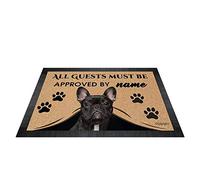BAGEYOU All Guests Must be Approved Outdoor Doormat with My Love Dog French Bulldog Welcome Floor Mat Custom Name 27.5" x 17.7"
