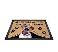 BAGEYOU All Guests Must be Approved Outdoor Doormat with My Love Dog Jack Russell Terrier Welcome Floor Mat Custom Name 35.4" x 23.6"