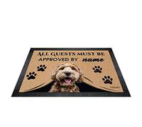 BAGEYOU All Guests Must be Approved Outdoor Doormat with My Love Dog Labradoodle Welcome Floor Mat Custom Name 23.6" X 15.7"