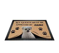 BAGEYOU All Guests Must be Approved Outdoor Doormat with My Love Dog Maltese Poodle Welcome Floor Mat Custom Name 27.5" x 17.7"