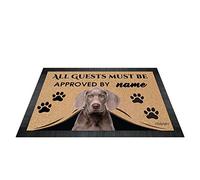 BAGEYOU All Guests Must be Approved Outdoor Doormat with My Love Dog Weimaraner Welcome Floor Mat Custom Name 35.4" x 23.6"